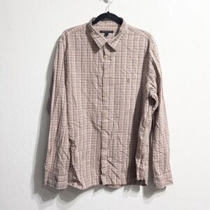 John Varvatos Star USA Plaid Button Down Long Sleeve Shirt Mens XL Brown
